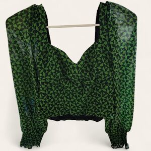 Abercrombie And Firch Green Patterned Women's Top